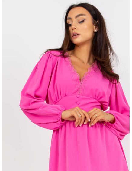 Dámské šaty s krajkovým výstřihem RHETT růžové 