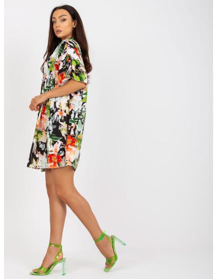 Dámské šaty se zapínáním na knoflíky mini květinové YNEZ černé 