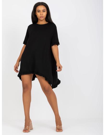 Dámské šaty z viskózy mini plus size KNUT černé  