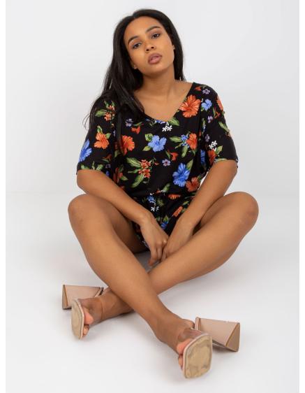 Női mini plus size viszkóz ruha ALLY fekete és kék színben