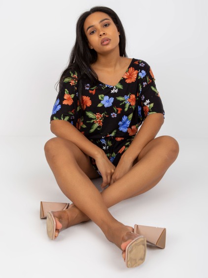 Női mini plus size viszkóz ruha ALLY fekete és kék színben