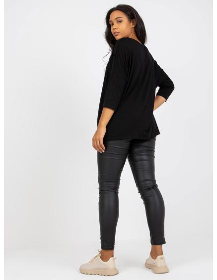 Női plus size pamut blúz LONNIE fekete