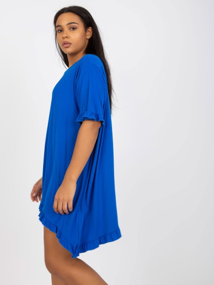 Női mini plus size fodros ruha MANFRED tengerészkék