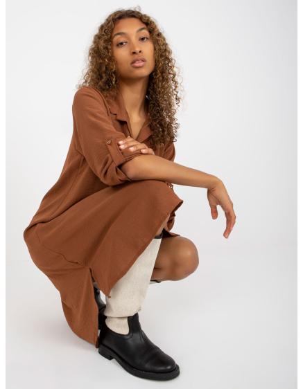 Dámské šaty se srdcovým výstřihem AFFTON světle hnědé  