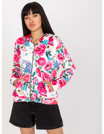 Dámská mikina s květinami RUE PARIS bílo-růžová  