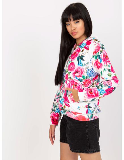 Dámská mikina s květinami RUE PARIS bílo-růžová  