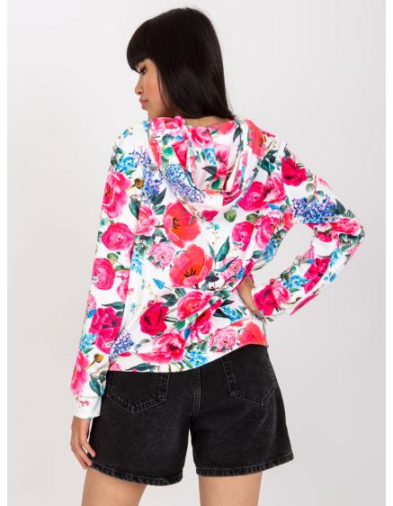 Dámská mikina s květinami RUE PARIS bílo-růžová  