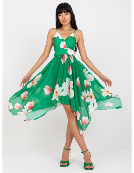 Dámské šaty bez ramínek květinové VELA zelené  