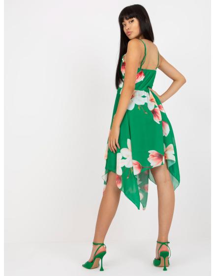 Dámské šaty bez ramínek květinové VELA zelené  
