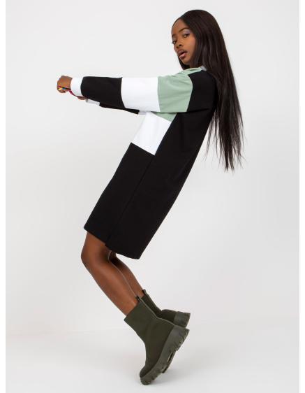 Dámske šaty RUE PARIS pistáciové a čierne