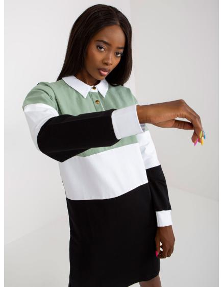 Dámske šaty RUE PARIS pistáciové a čierne