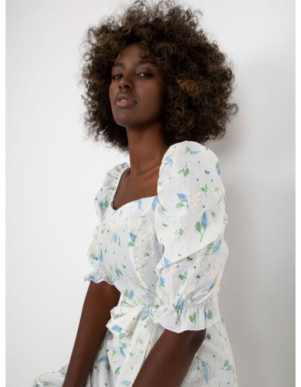 Dámske šaty s potlačou a rázporkom midi LIMA modrobiele