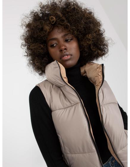 Női mellény zsebekkel kétoldalas lefelé BELEN világos szürke