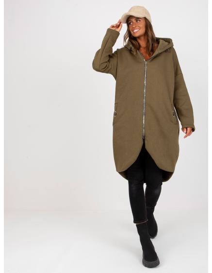 Dámska mikina basic s vreckami Tina RUE PARIS khaki