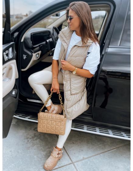 Női steppelt mellény MARIEL bézs színű