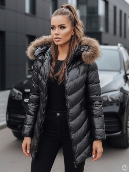 Dámsky kabát zimný PREMIUM čierna – fotografie produktu 2