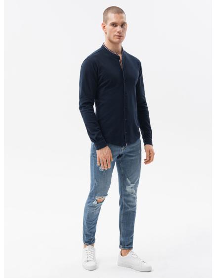 Pánská košile s dlouhým rukávem WARNER tmavě modrá