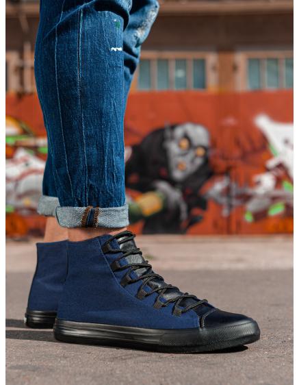 Férfi cipő kombinált anyagokból – sötétkék V3 OM-FOTH-0143