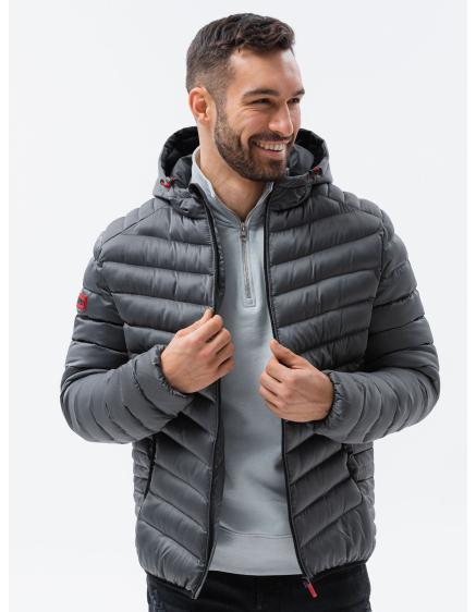 Pánská prošívaná bunda DREW tmavě šedá