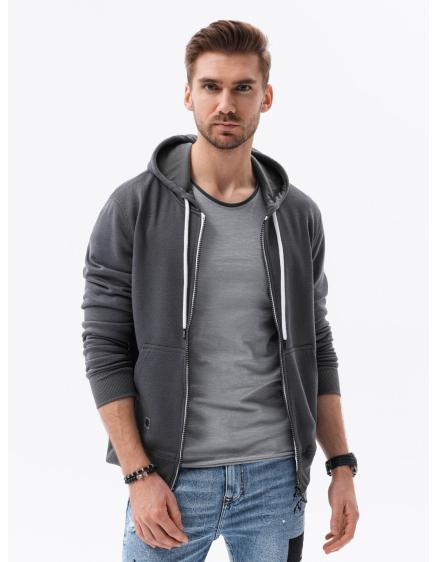 Pánská mikina na zip DAW tmavě šedá