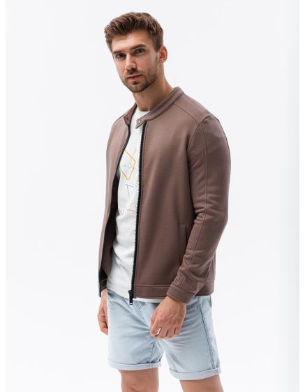 Pánska mikina na zips KENNETH hnědá