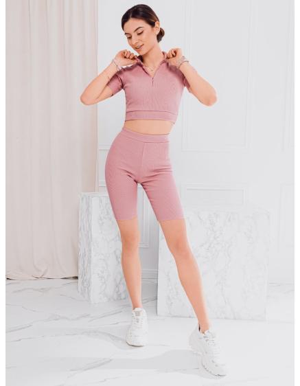 Dámská souprava halenka + šortky CORRINE růžová