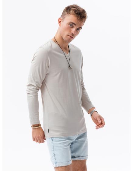Pánske jednoduché tričko s dlhým rukávom ADENO béžová