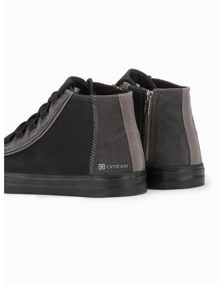 Férfi cipő kontrasztos elemekkel – fekete OM-FOTH-0140