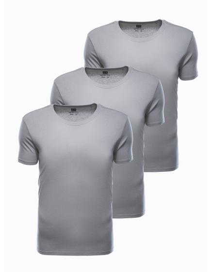 Pánské jednobarevné tričko - šedé 3ks BURT