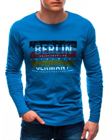 Pánské tričko s potiskem a dlouhým rukávem IMMA světle modré