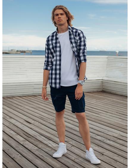 Pánske džínsové kraťasy CREW tmavé džínsy