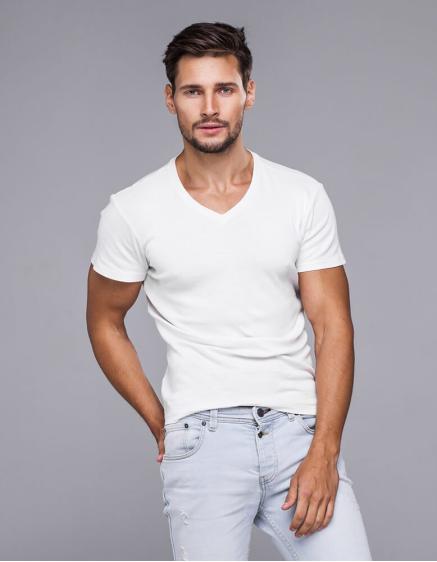 Férfi MODERN rövid ujjú póló fehér