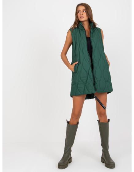 Dámska vesta bez kapucne RUE PARIS tmavo zelená