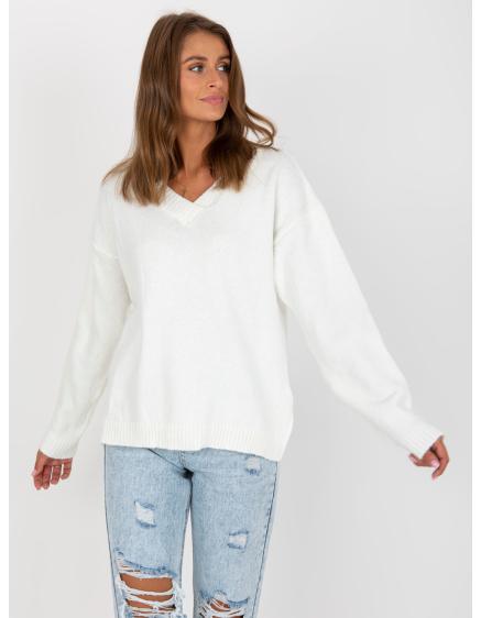 Ecru klasszikus kötött női pulóver RUE PARIS