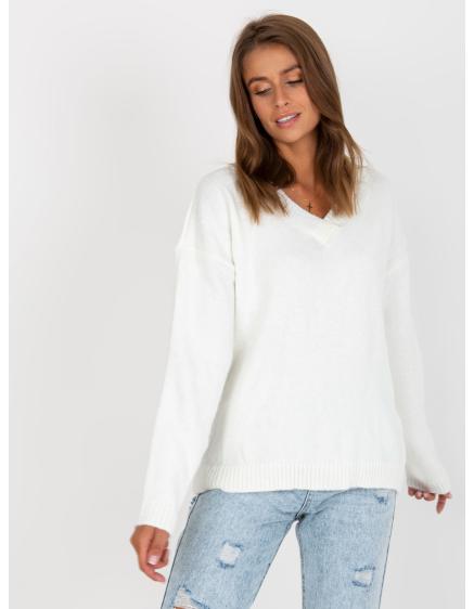 Ecru klasszikus kötött női pulóver RUE PARIS