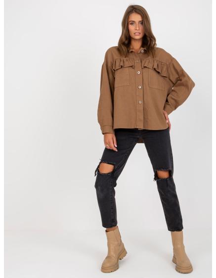 Dámska košeľa bavlnená s vreckami WILLA hnedá