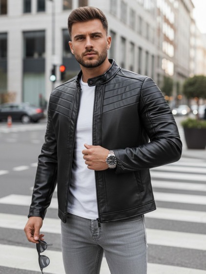 Pánska bunda koženková SANDER čierna