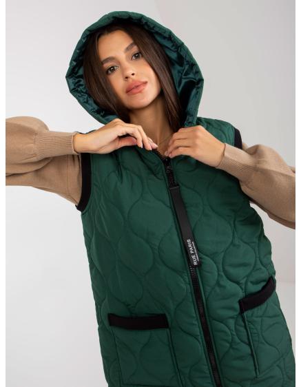 Dámska vesta na zips RUE PARIS tmavo zelená