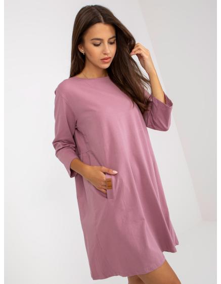 Dámské šaty s kapsami oversize DALENNE růžové 