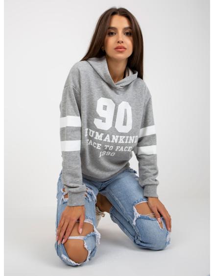 Dámská mikina s kapucí a potiskem AVEREL šedá 