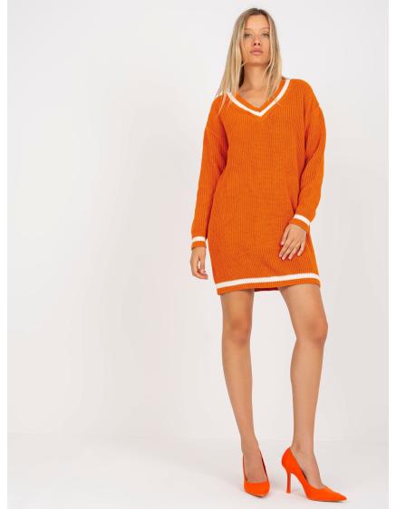 Női kötött pulóver RUE PARIS sötét narancssárga