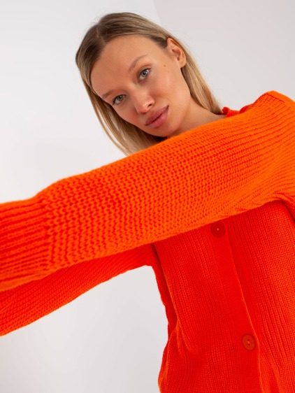 Női oversize pulóver RUE PARIS narancssárga