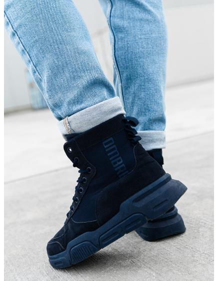 Férfi bokacsizma formázott talppal – sötétkék V4 OM-FOBO-0122