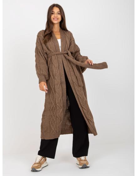 Dámsky sveter dlhý oversize RUE PARIS hnedý
