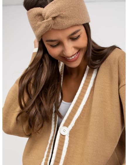 Dámský svetr s kapsami RUE PARIS tmavě béžový 