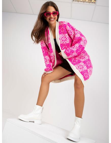 Női kötött pulóver RUE PARIS fehér és rózsaszín RUE PARIS fehér és rózsaszín