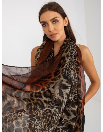 Dámsky šál s potlačou STELLA hnedá a tmavo oranžová