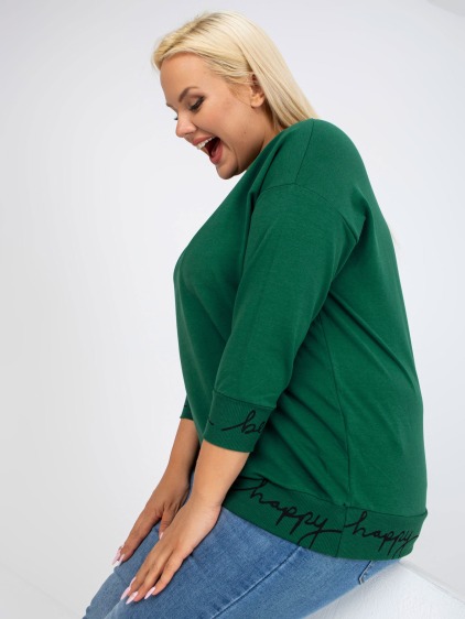 Női plus size pulóver CHARLIZA zöld és fekete