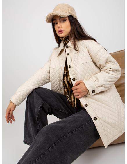 Dámska bunda na gombíky prešívaná JOHLIE svetlo béžová