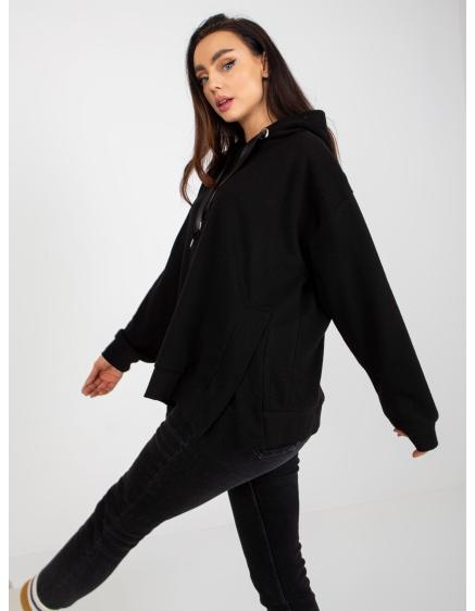 Női kapucnis pulóver ALAYNA fekete, nyakkendővel